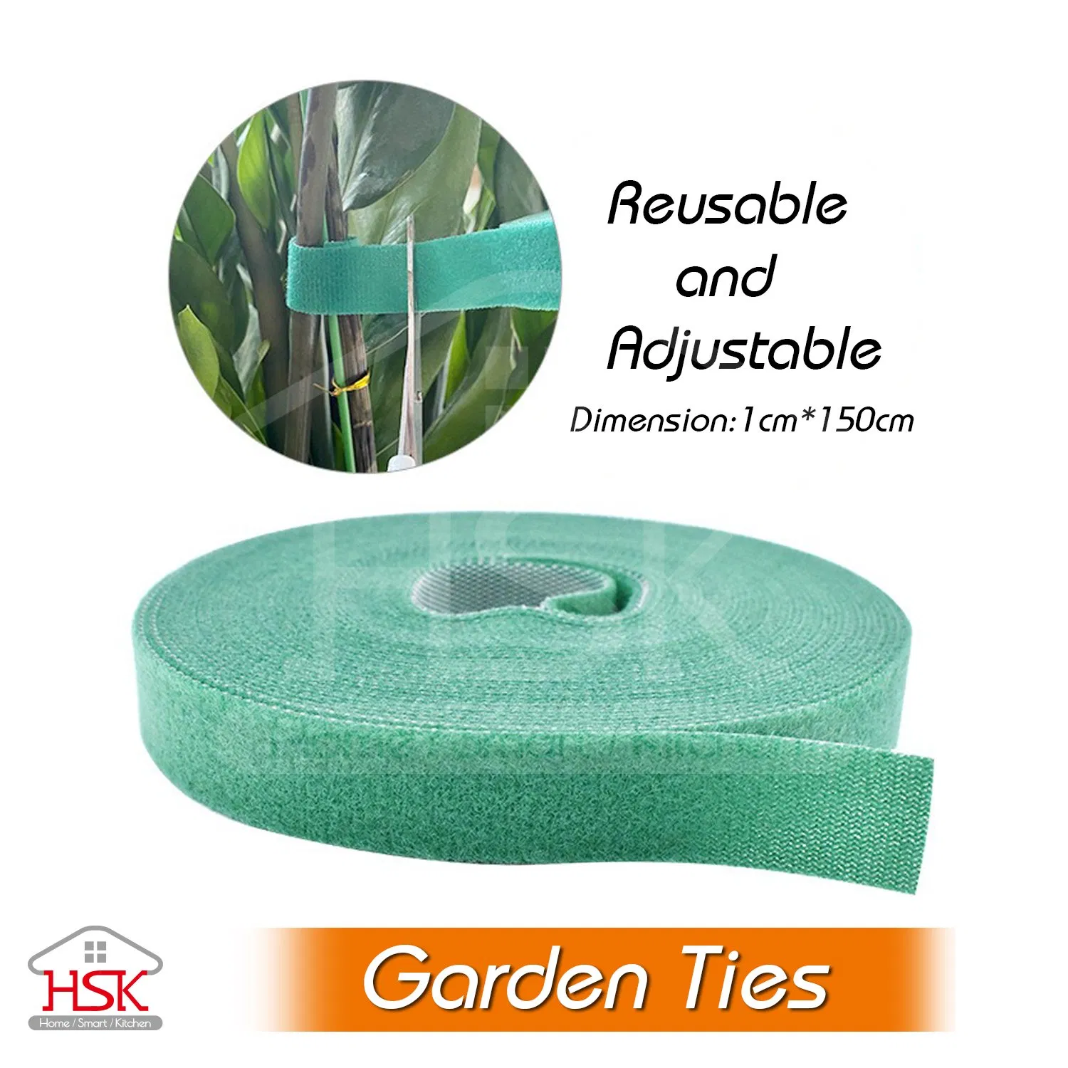Reusable and Adjustable Garden Ties Green Strap Plant Support