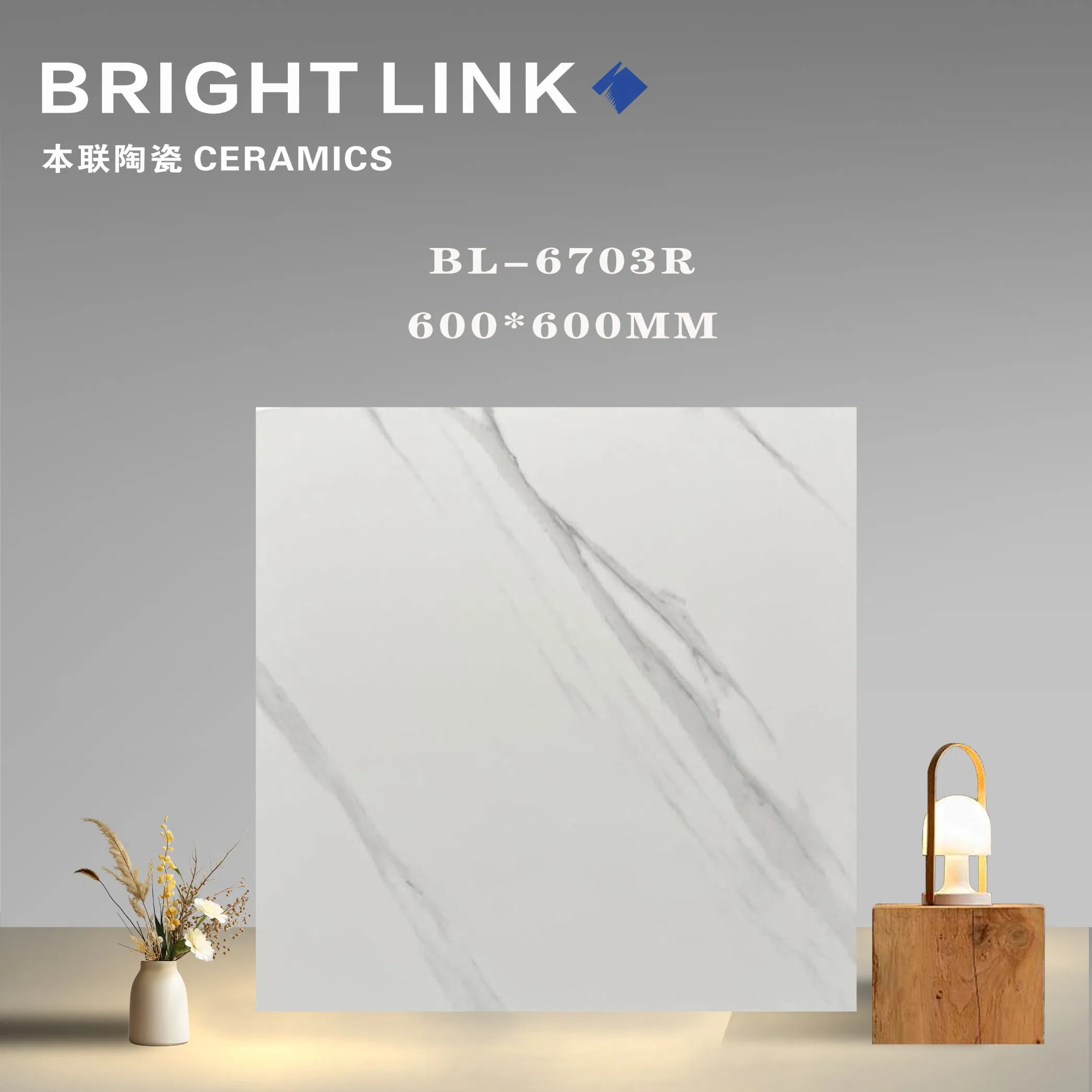 600X600mm New White Carrara Full Polished Porcelain Glazed Flooring Wall Tile