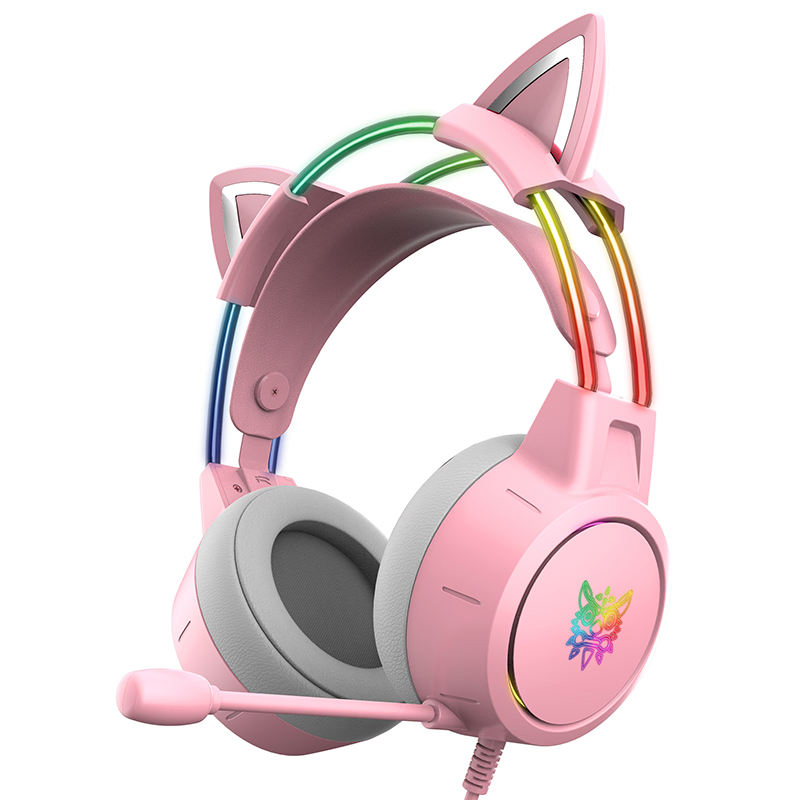 Cute Cat LED USB Headphones with Microphone for Gaming
