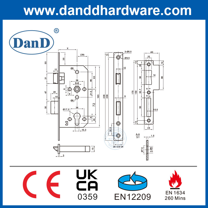 Manufacturing Company Hardware Store En1634 Fire Rated Deadbolt Latch Euro Cylinder En12209 Home Villa Inside Sliding Wooden Wood Door Handle Key Mortise Lock
