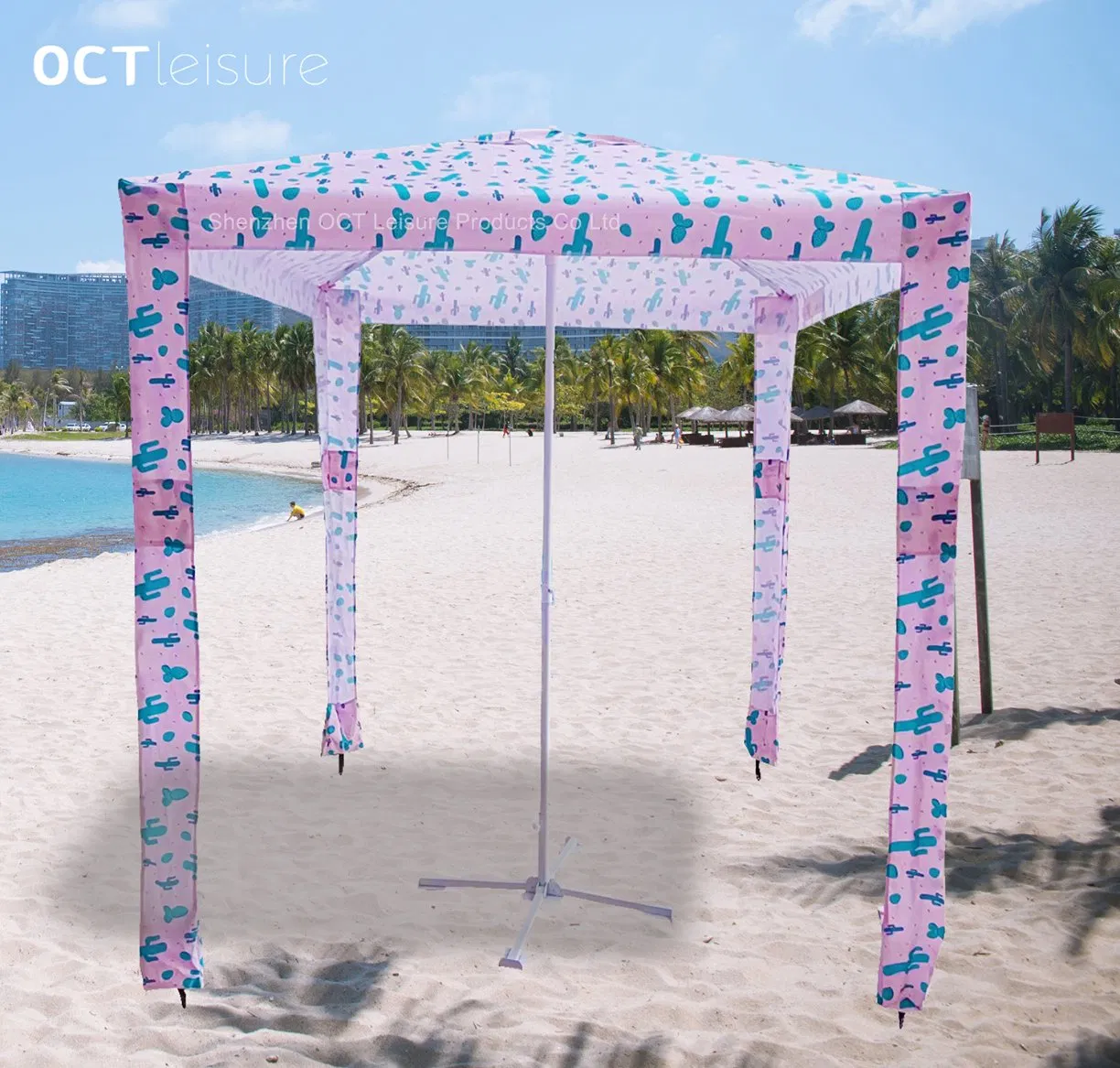 Square Shape Sun Block Beach Cabana with Stripe design (OCT-BUCA03)