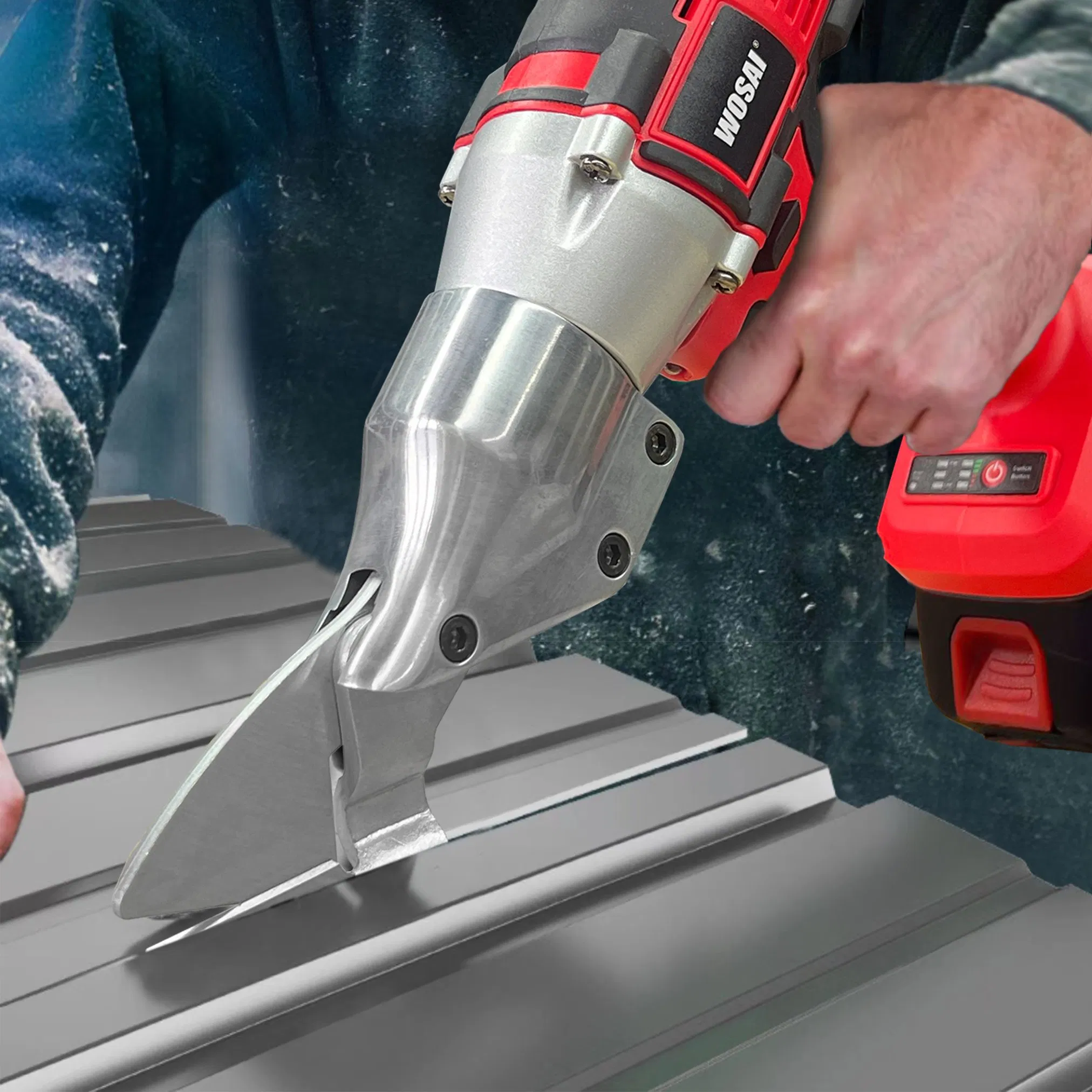 Аккумуляторные ножницы Wosai для резки жести с подсветкой