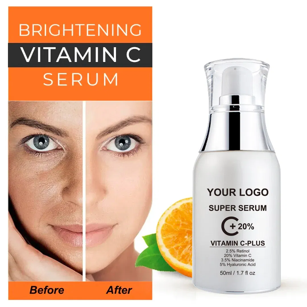 Private Label 50ml Organic Moisturizing Dark Spot Serum Skin Face Whitening Anti Wrinkle Vitamin C Serum