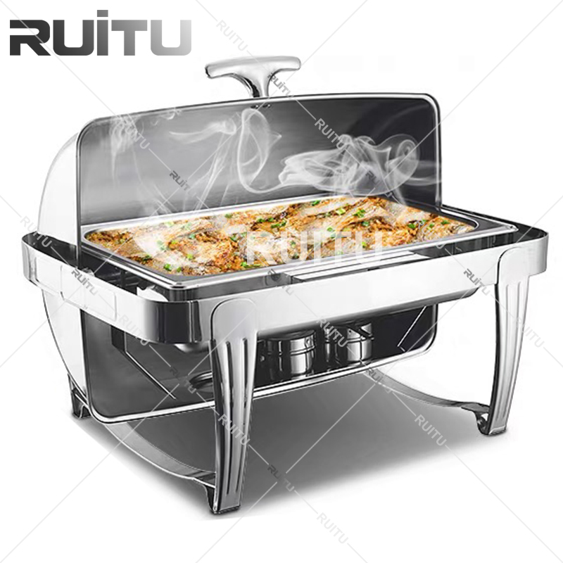 Hotel Buffet Equipment Supplies Bain Marie Hot Pot Shafing Dish Serving Roll Top Chaffer Party Chafing Dishes Catering Buffet Food Warmer Set