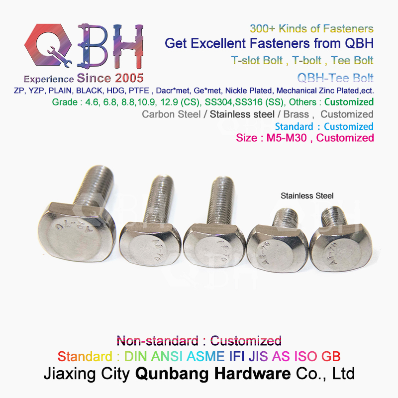 Qbh Stainless Steel SS304 SS316 T Sliding Slot T-Sliding Bolt