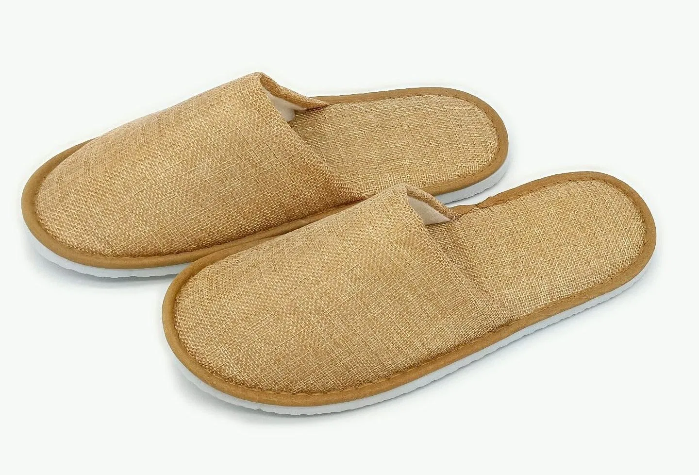 Unisex High End Eco Friendly Linen Aviation Hotel Slippers with Coconut Palm Sole Eco Friendly Adult Close Toe Disposable Hotel Linen Slipper Airline Slippers