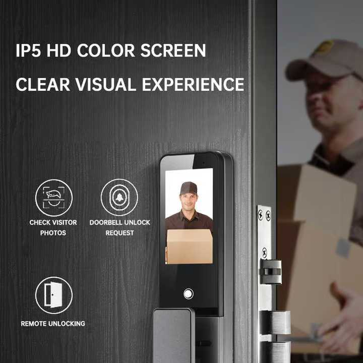 Manufacturer Tuya WiFi Multi Language Visual Intercom 3D Face Smart Door Lock