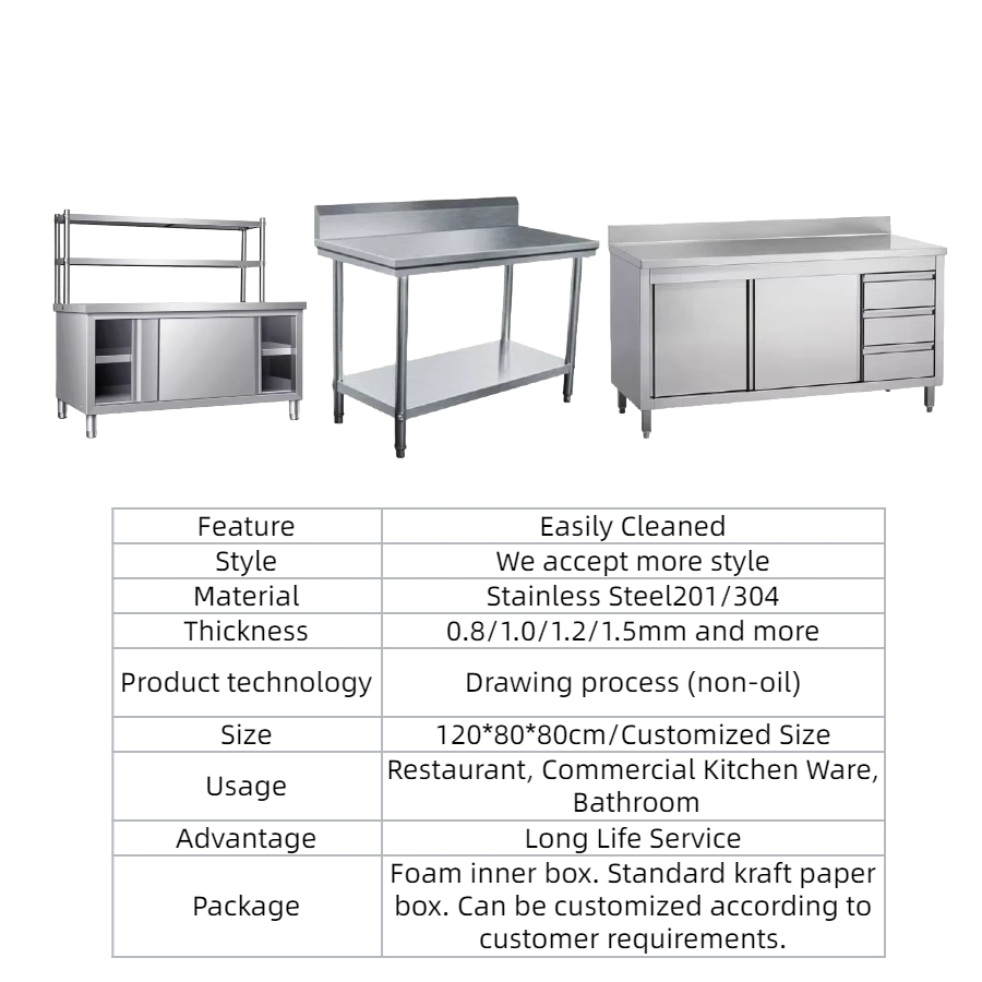 Commercial Grade Stainless Steel Cupboard and Professional Refrigeration Worktable