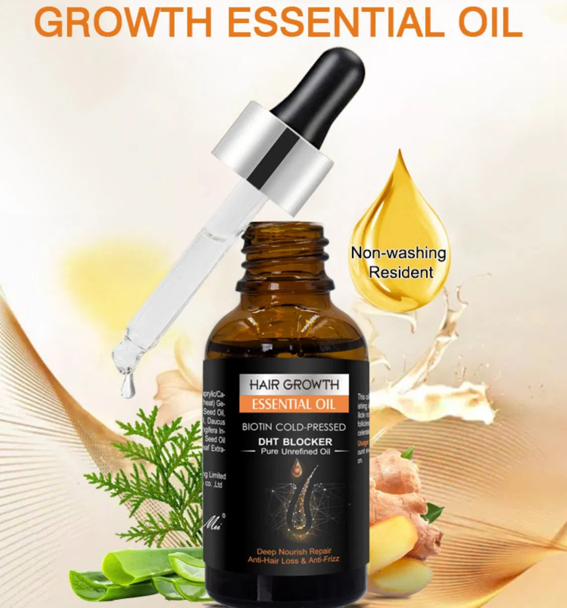 Private Label Herbal Hair Growth Oil Anti -Hair Loss Hair Thinning Treatment