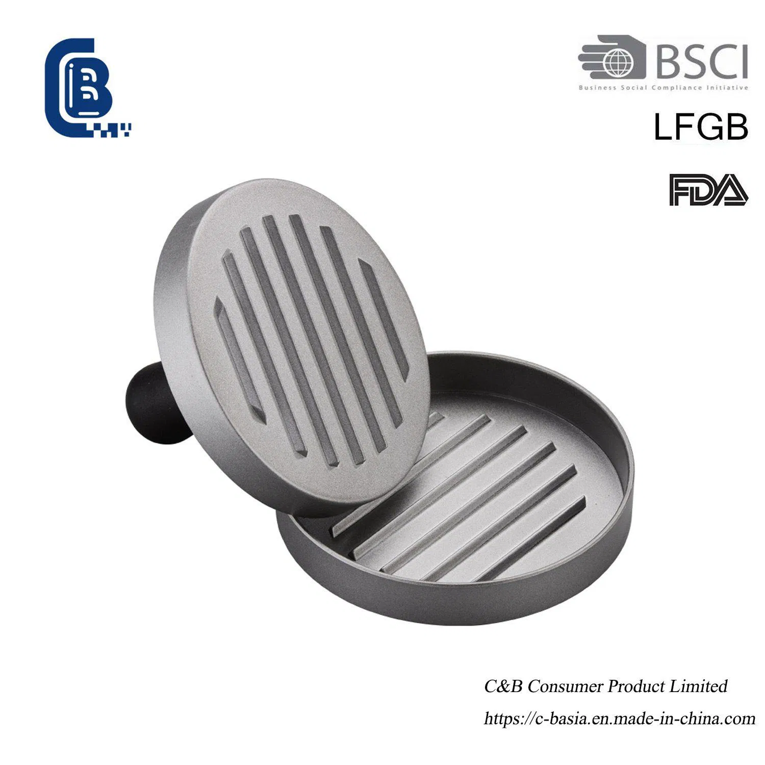 Mini Non-Stick Metal Burger Meat Press Mold with Plastic Handle