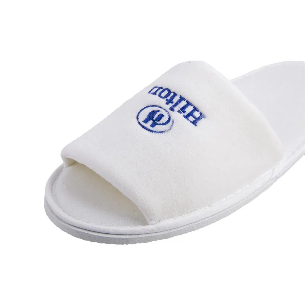 Wholesale Guest Slippers White Velour Hotel Slipper