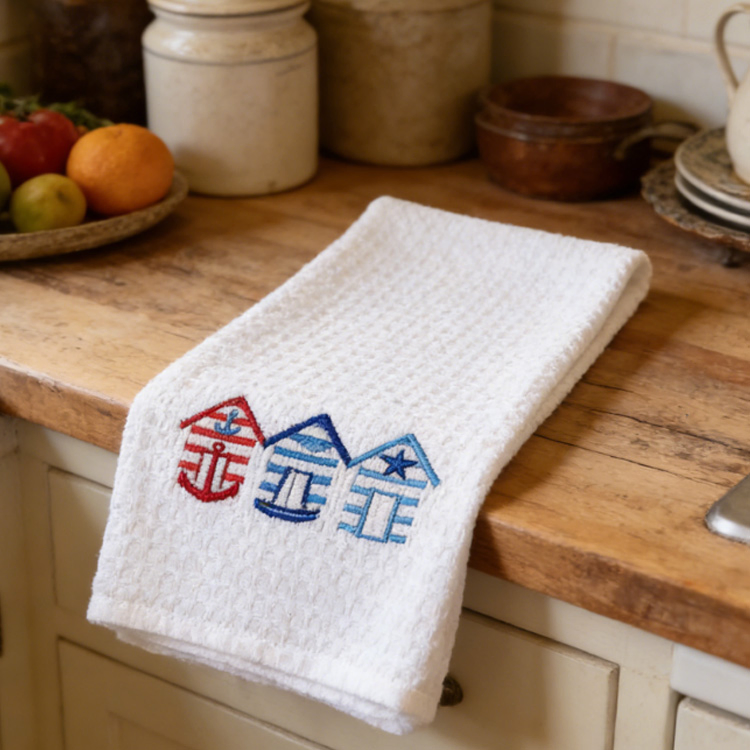 Wholesale Custom Embroidered Logo Kitchen Tea Towels Souvenir Gift Cotton Absorbent Customised Personalised Tea Towels