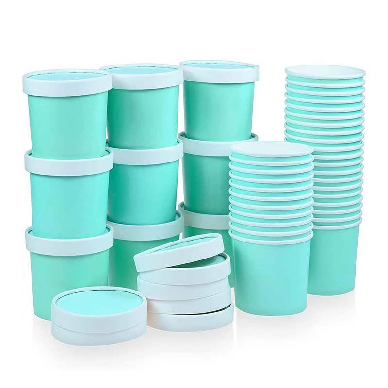 Snow Dessert Mousse Bowl Disposable Take out Party Packaging Paper Ice Cream Cup with Lids