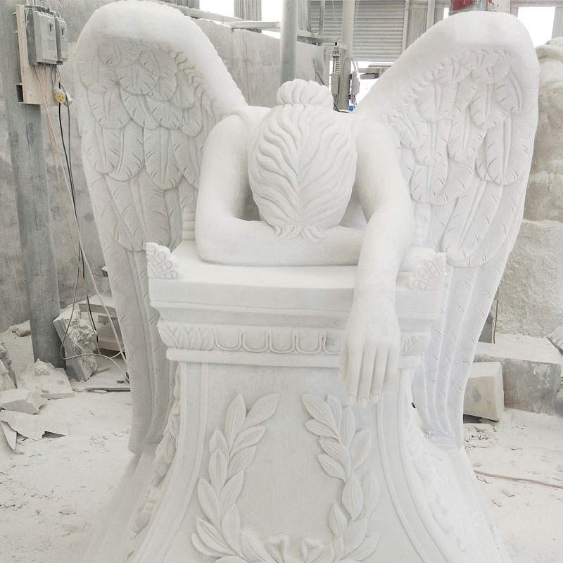 Graveyard Memorial Gravestone Stone Monument Marble Stone Praying Angel Sculpture Tombstone