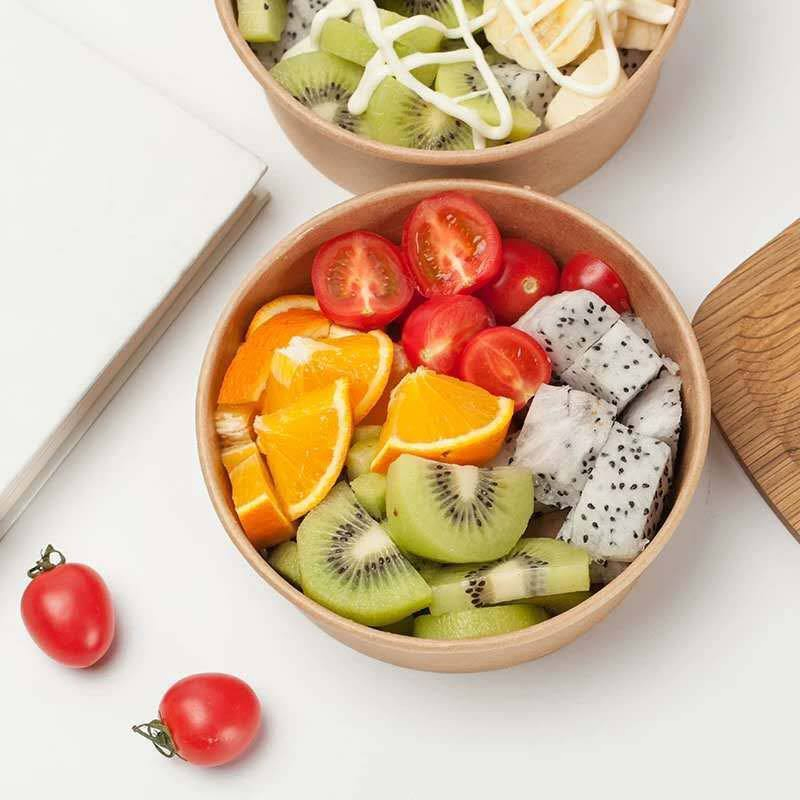 Factory Kraft Paper Bowl Soup Cup Disposable Paper Salad Bowl Take Away Craft Paper Bowls