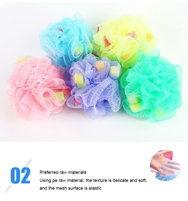 Wholesale Dead Skin Removal Shower Scrubber Sponge Bath Poufs Flower Mesh Ball