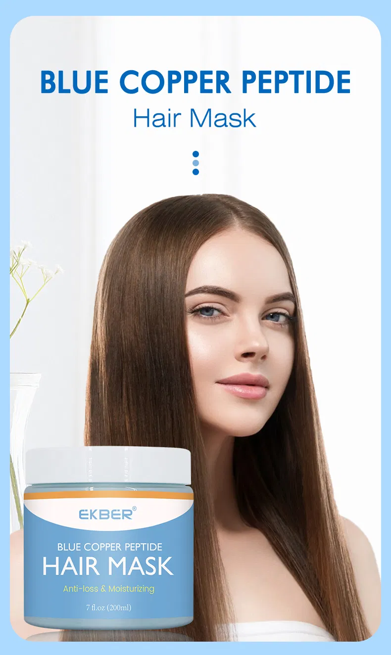 Hot Sale Ekber 200ml Biotin Extract Steel Hair Treatment for Treatment Dry or Damaged Hair Blue Copper Peptide Hair Mask