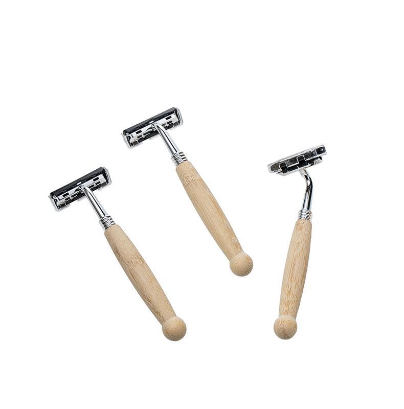 Customized Optional Two-Blade Razor with Bamboo Handle