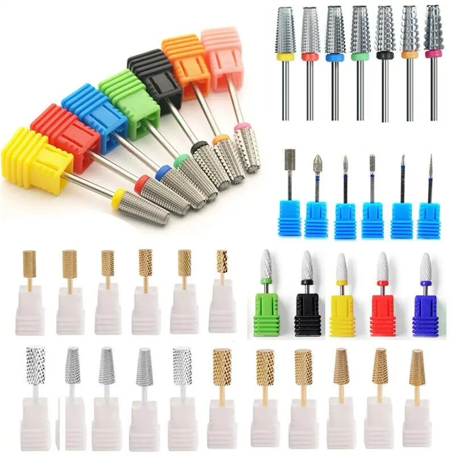 Wholesale Various 5 in 1 Nail Drill Bits Rotary Burrs Electric Nail File for Manicure Pedicure Tools Ceramic Carbide Nail Drill