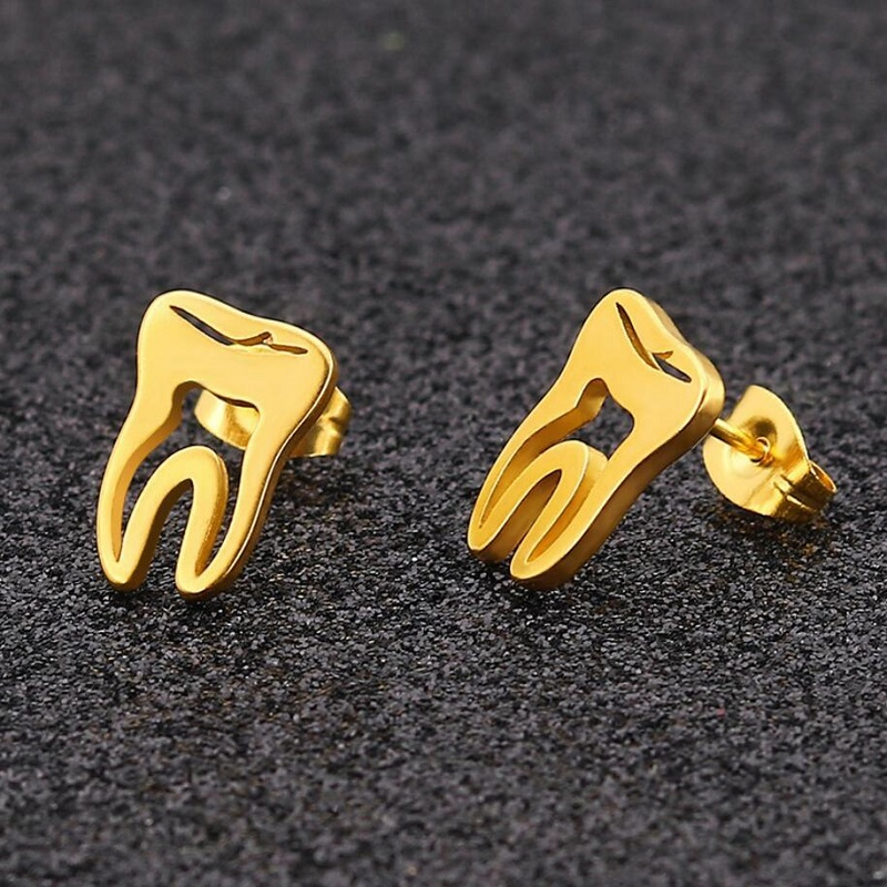 High Quality Dental Supplies Stainless Steel Tooth Shape Earrings Dental Gift