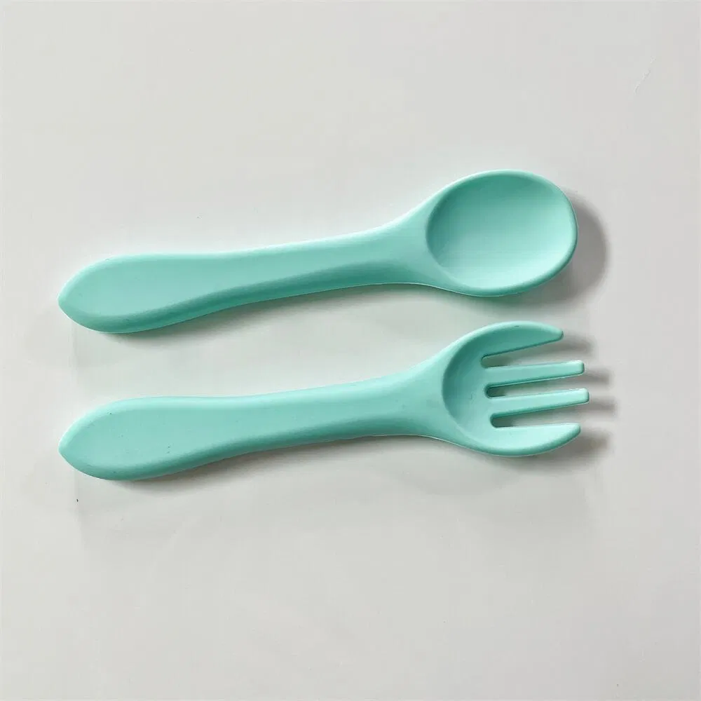 Food Grade Mother and Baby Products Baby Tableware Silicone Fork Spoon Children's Silicone Spoon