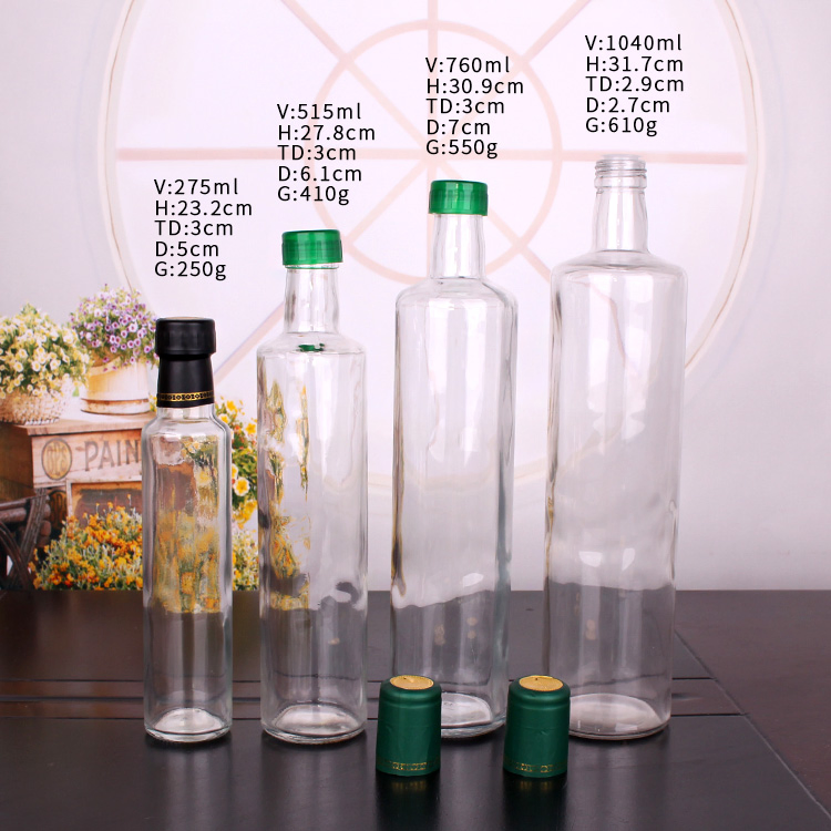 250ml 500ml 750ml 1000ml Green Glass Olive Oil Bottle with Screw Cap