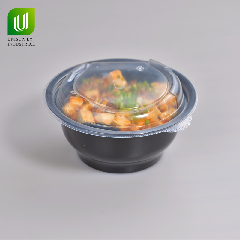 Disposable 32oz Round Meal Prep Containers Plastic Food Bowl with Lids