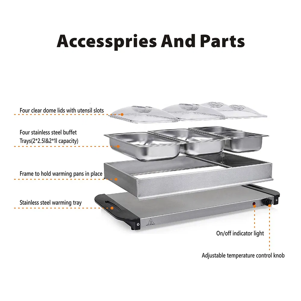 Stainless Steel Electric Buffet Food Warmer Stove Large Capacity 7L for 3-4 People Household