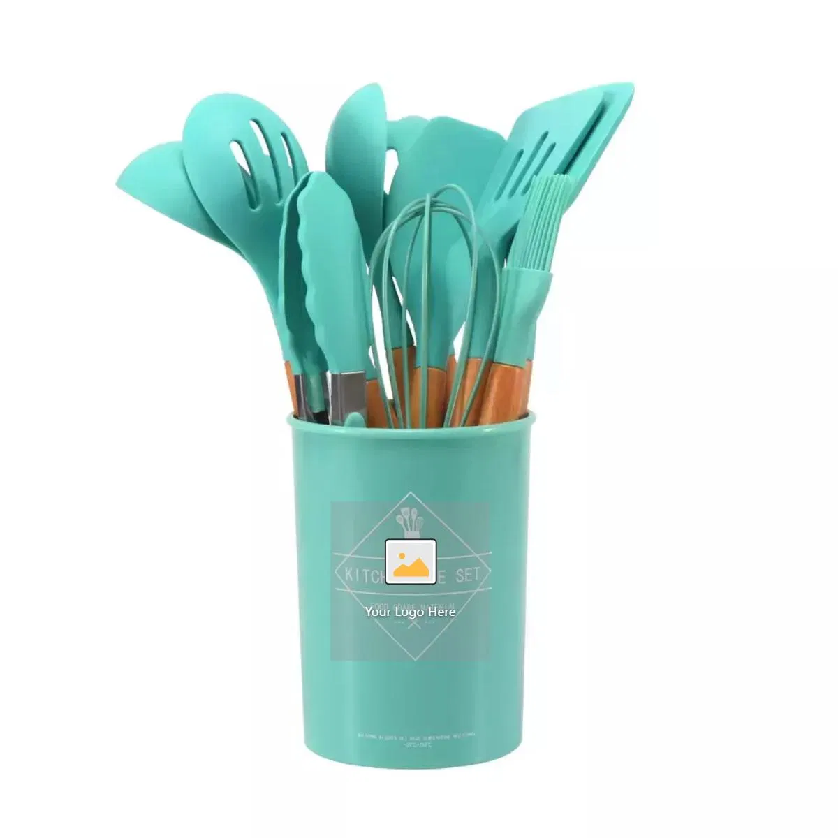 12PCS/Set Food Grade Silicone Kitchen Tools Set with Wooden Handles Kitchenware