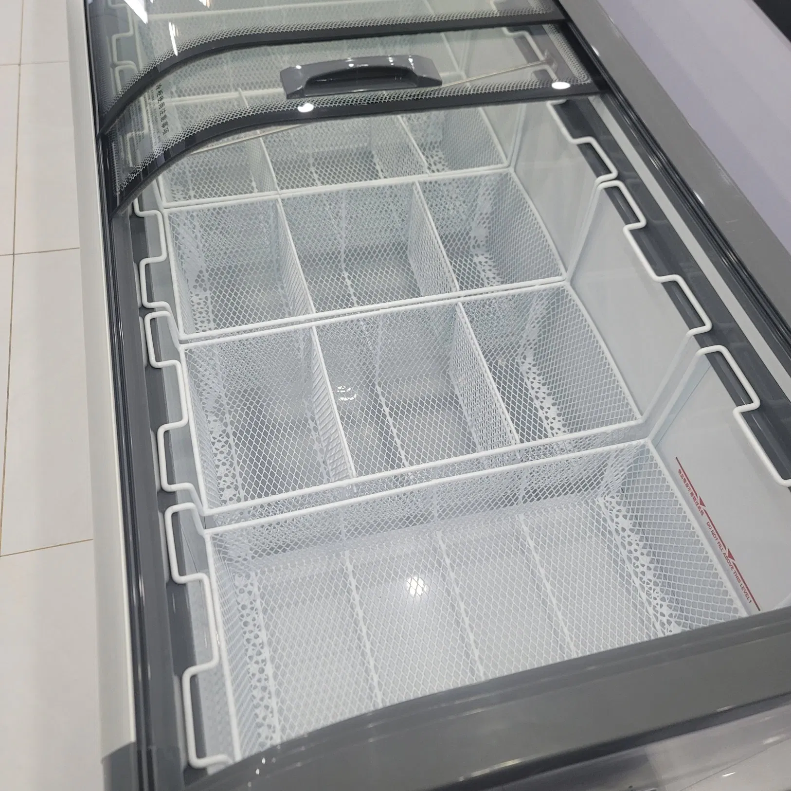 Commercial Curved Glass Door Chest Deep Freezer Ice Cream Display Showcase