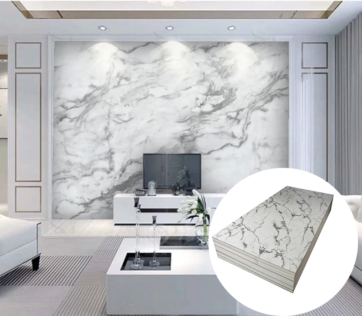 Interior Home Decor Golden Metallic High Glossy PVC Wall Panel Board UV Marble Sheet