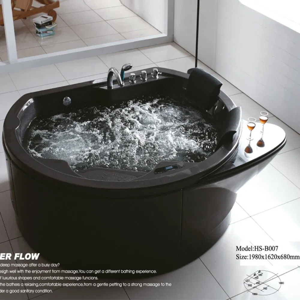 Большая круглая массажная ванна Jacuzzy черного цвета