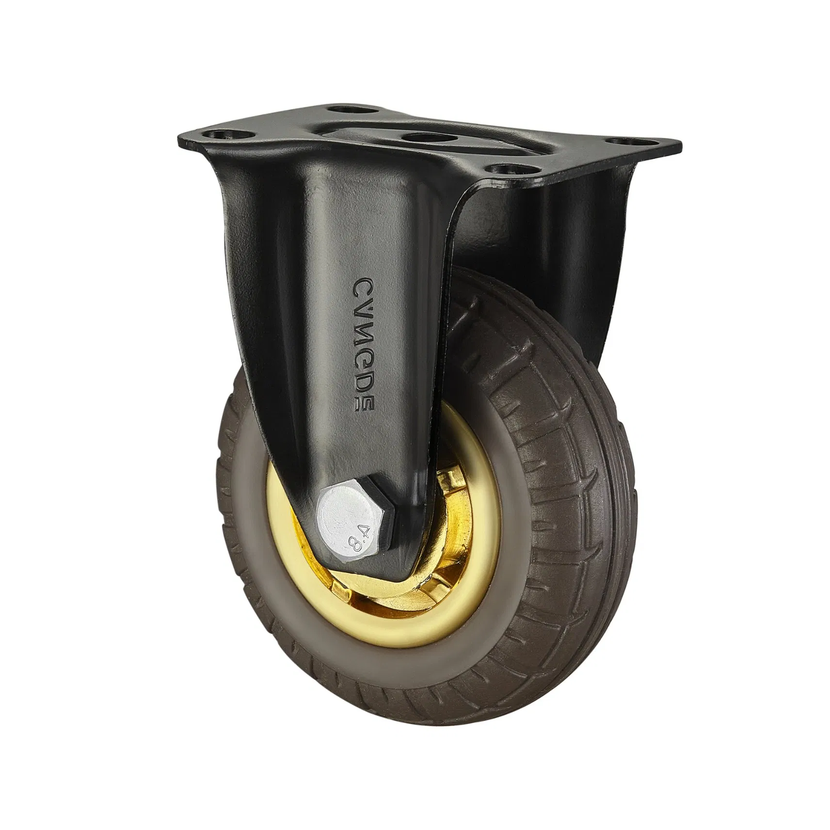 Medium Duty Threaded Stem Swivel Caster with Brake, Brown Rubber Wheel 63-125mm, Noise Reduction Design