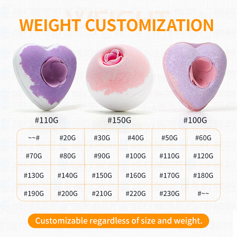 OEM/ODM Factory Private label Bath Gift 90g Heart Shaped Bath Bomb with Soap Flower