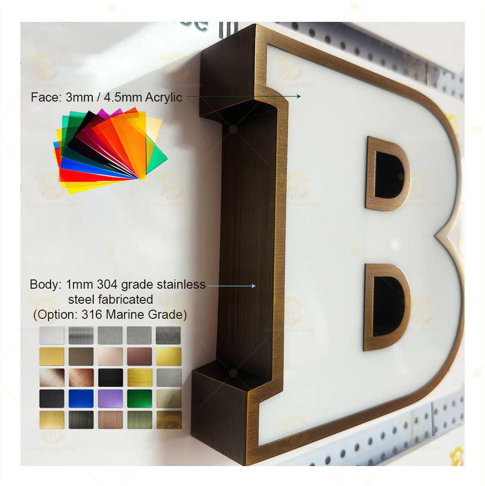 Face Illuminated Channel Letters Custom LED Front Lit Sign Letters