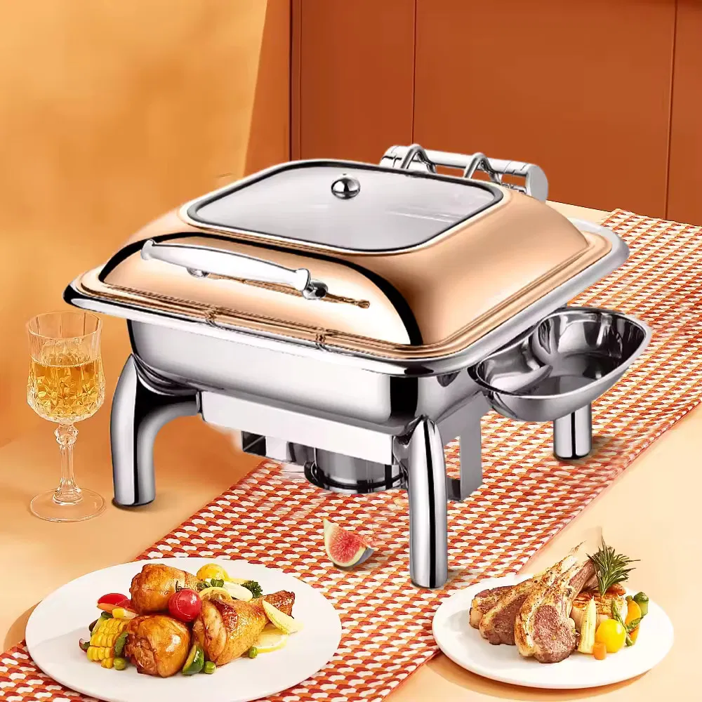 Xiangsheng Electric Heating Rectangle Stainless Steel Chafing Dish with Visible Window