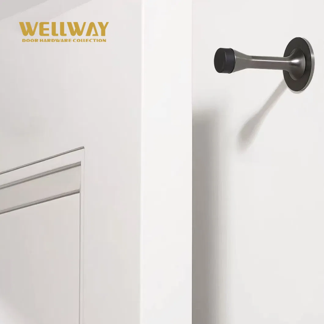 Brushed Gold Zinc Alloy Floor Mounted Door Stopper with Classic Tapered Shape and Rubber Buffer China Manufacture Premium - Ds-02-020