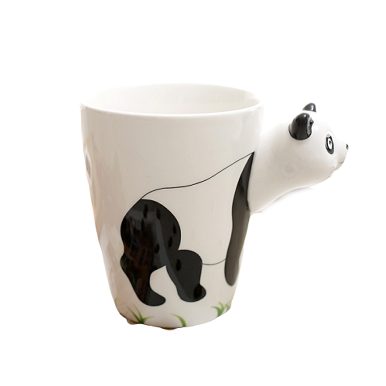 Factory Custom Animal Logo Ceramic Handle Glazed Mug Cup