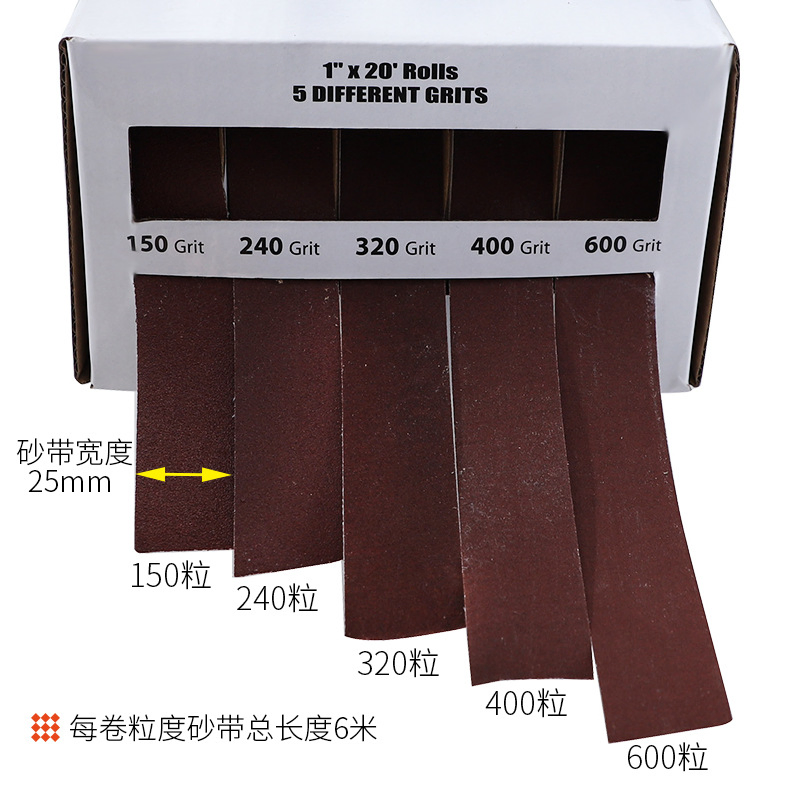 5 Grits Abrasive Sand Paper Set, 150 240 320 400 600 Grit Sandpaper Rolls for Wood Metal Polishing with Dispenser 6m