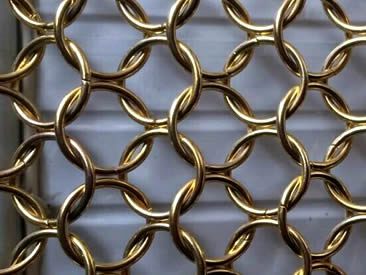 Durable Brass Finish Architectural Ring Mesh for Stylish Interiors