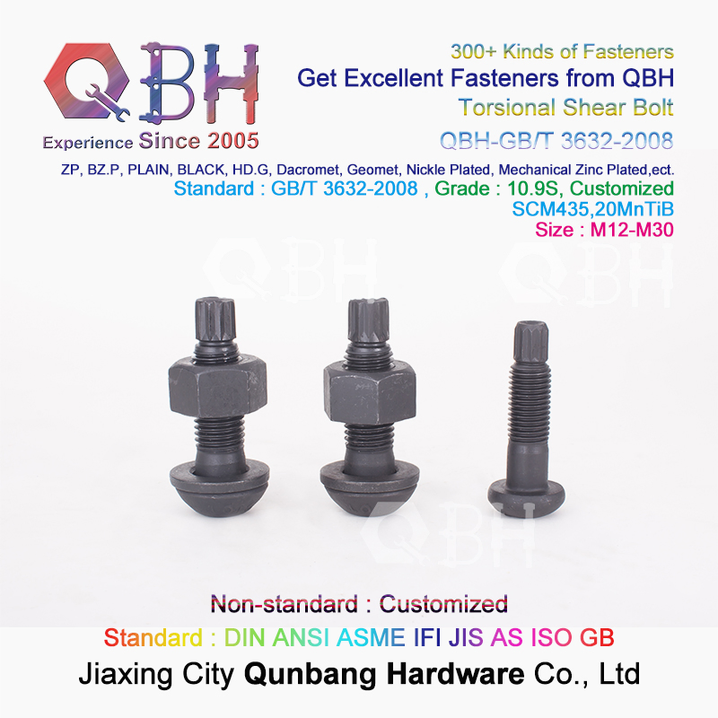 Qbh OEM ODM GB JIS ANSI M24 M27 M30 Steel Structure Frame High-Rise Buildings Torsional Shear Tension Control Tc Bolt Spare Replacement Component