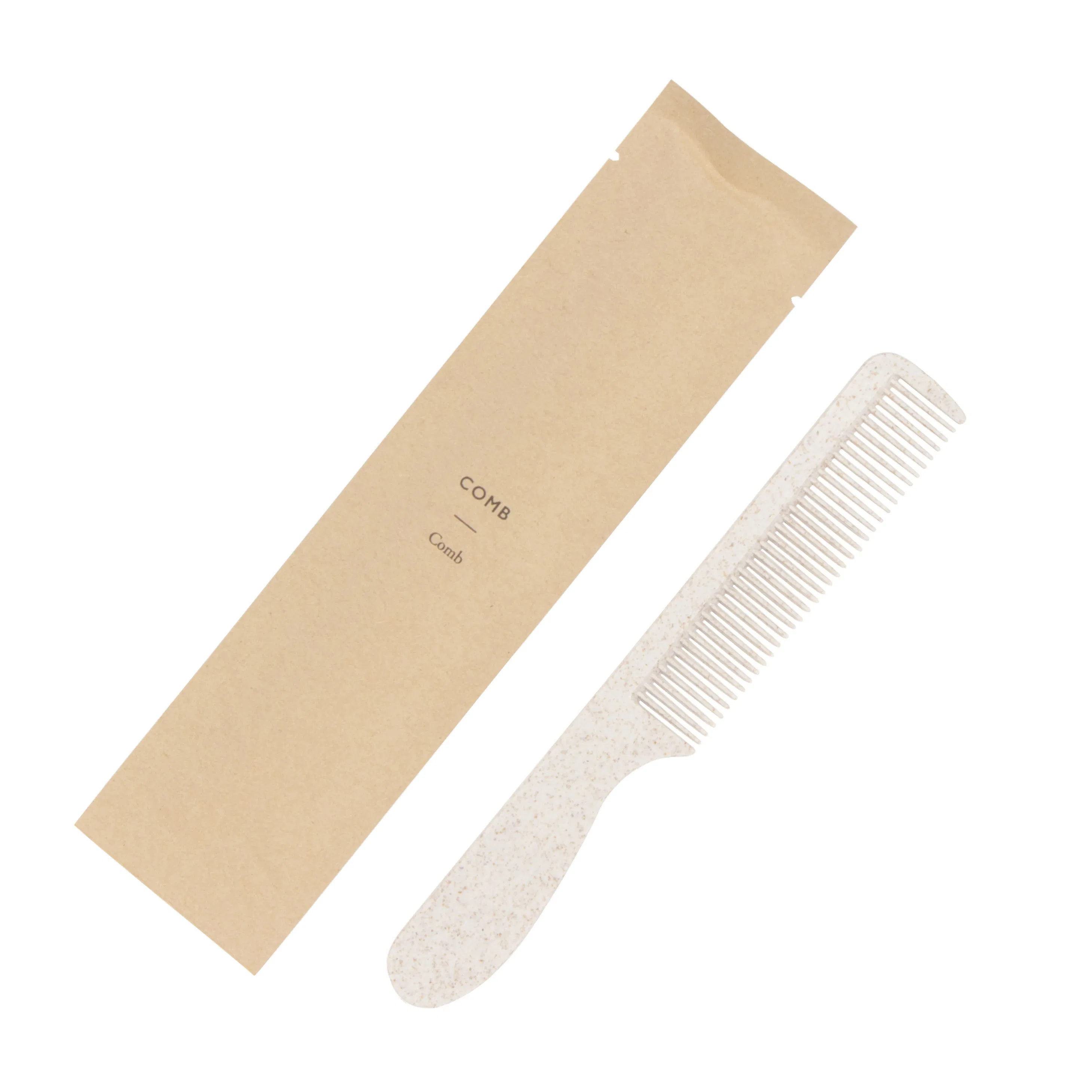 OEM Custom Eco-Friendly Biodegradable Kraft Paper Hotel Amenities Wheat Straw Hair Comb