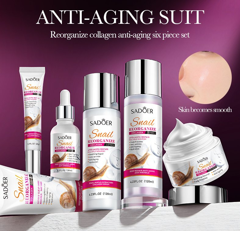 Online Wholesale and Retail Snail Reorganize Collagen Nourishing Skin Care Products Refreshing Hydrating Moisturizing Skin Care Set