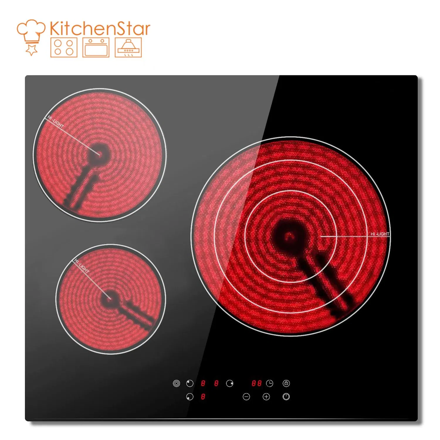 3 Zones Ceramic Hob/Cooker 5000W