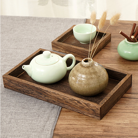 Rectangular Square Household Dinner Plate Hotel Restaurant Bamboo Water Cup Photo Prop Tray Wooden Tea Set Wood Tray