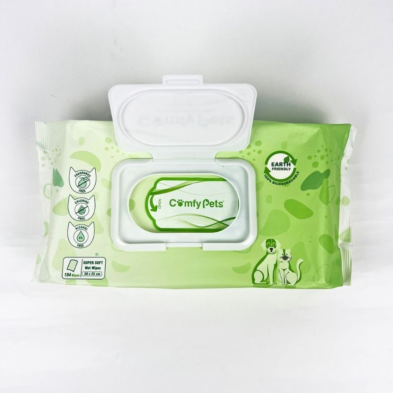 Safe Wipes for Pet Dog Daily Cleaning Use on Paws, Face, Butt, Ears, and Body