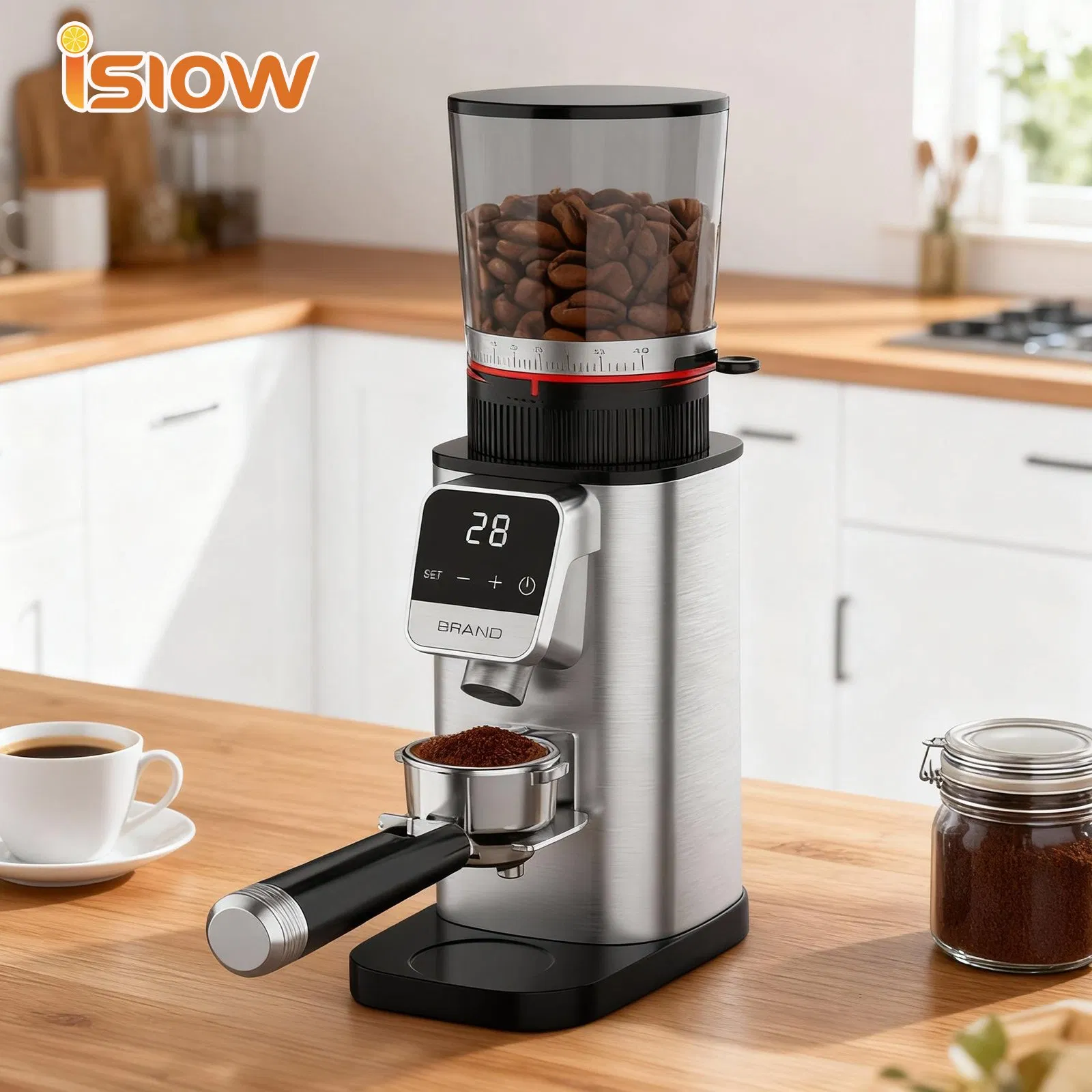 Cg-002 New Arrival Professional Stainless Steel Electric Espresso Bean Machine 48mm Burr Coffee Grinder