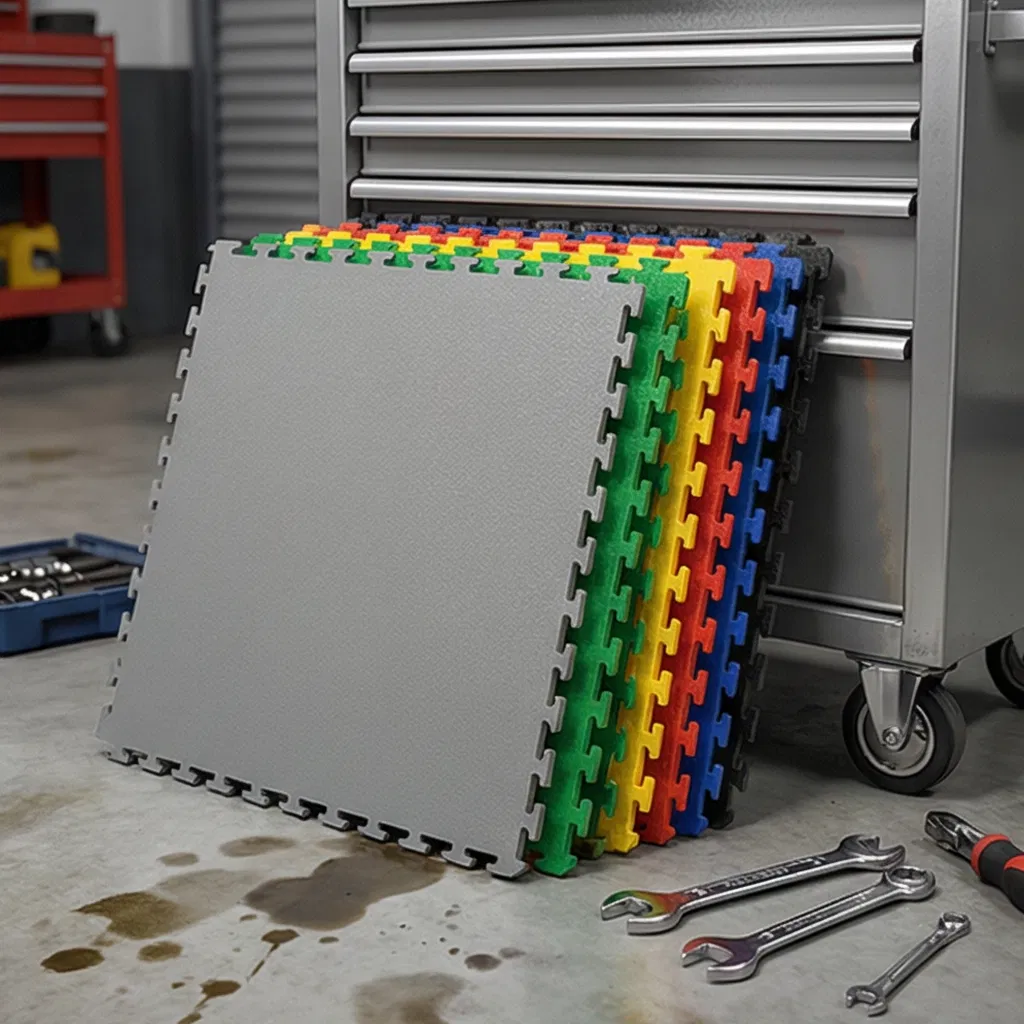 Модульная ПВХ плитка для пола гаража, 500x500 мм