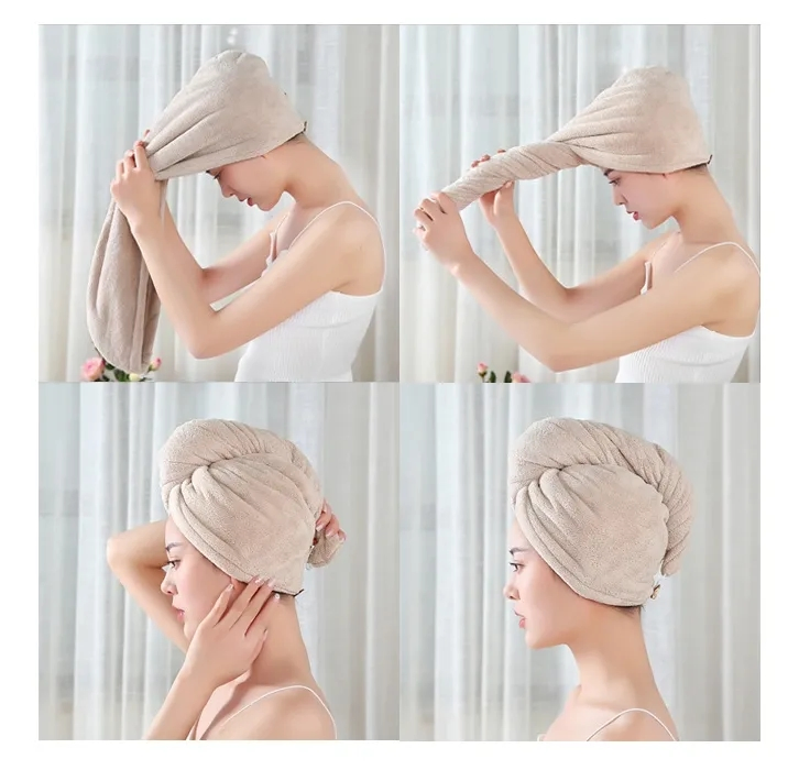 Shower Caps Custom Quick Drying Towel Microfiber Hair Drying Cap Bonnet