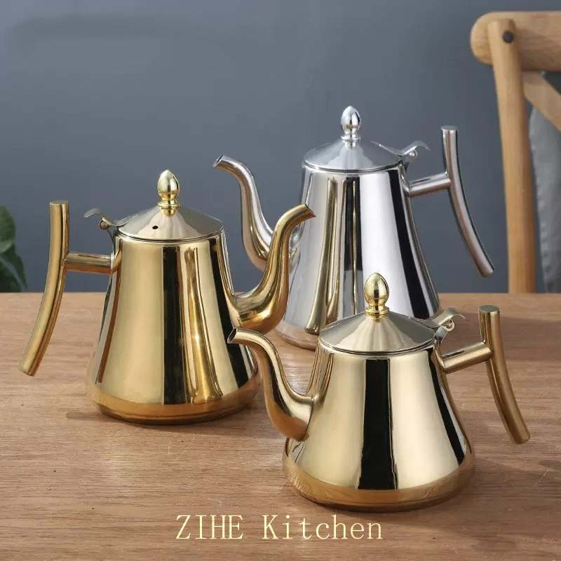 Stainless Steel Kashgar Pot Coffee Pot with Filter Screen Tea Pot Flower Tea Kettle
